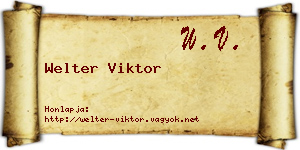 Welter Viktor névjegykártya